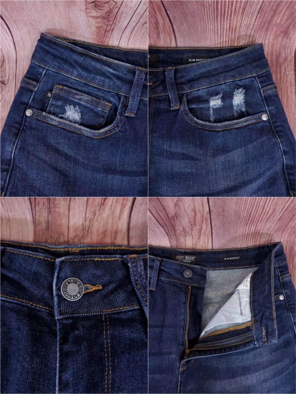 Judy Blue Womens 14W Slim Bootcut Jeans High Rise Distressed Side Slit Stretch - Picture 4 of 16